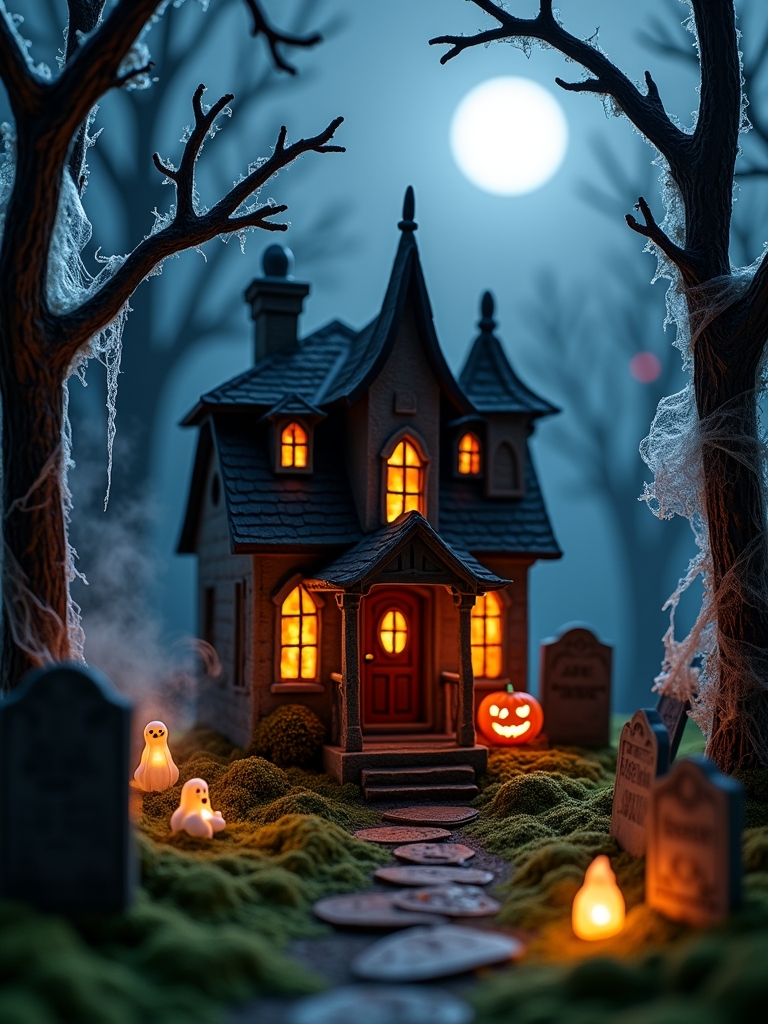 miniature haunted house decor