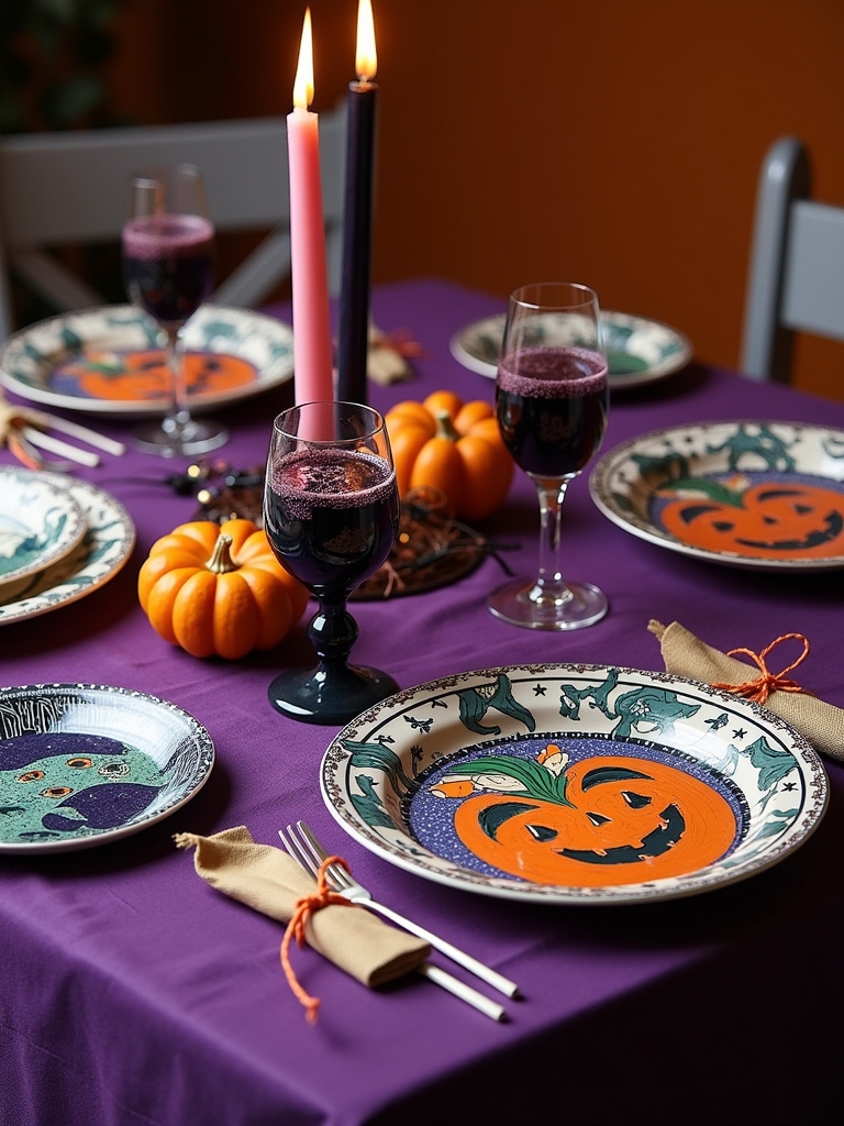 mismatched plates for halloween