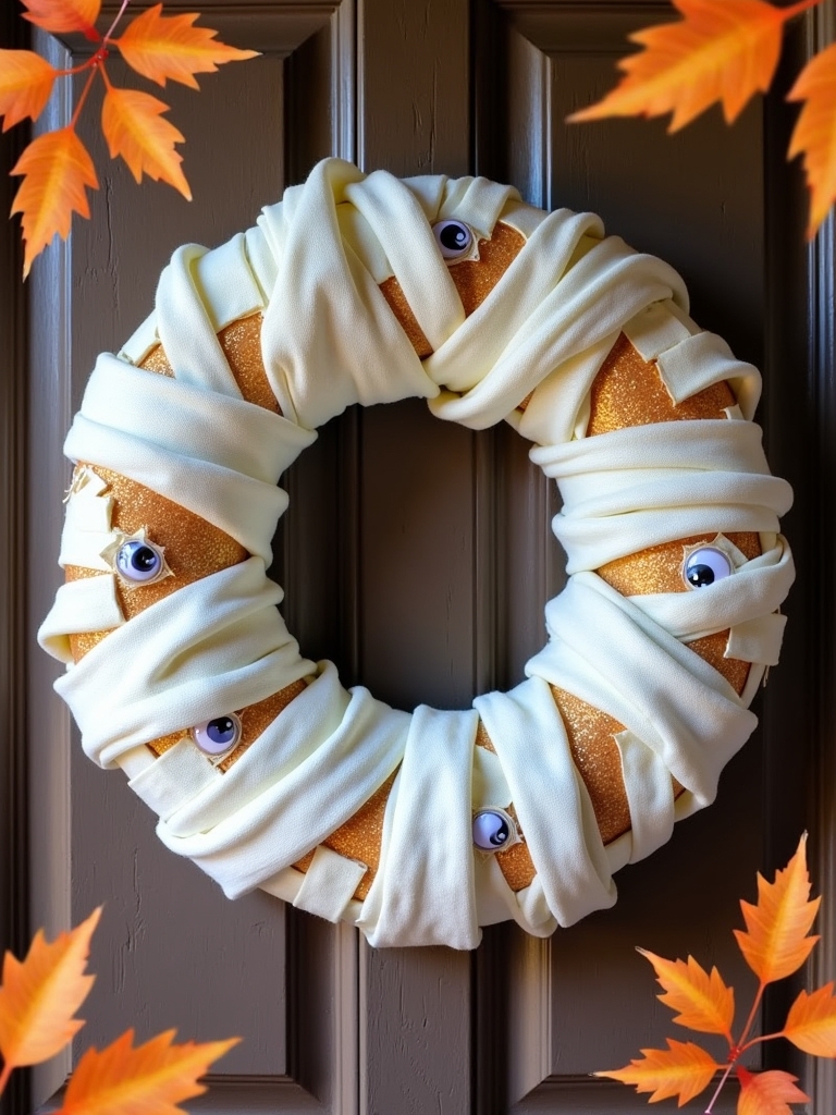 mummy wrap halloween wreath