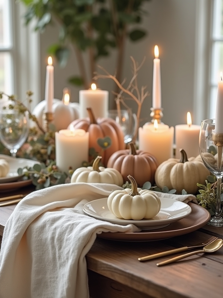neutral halloween table decor