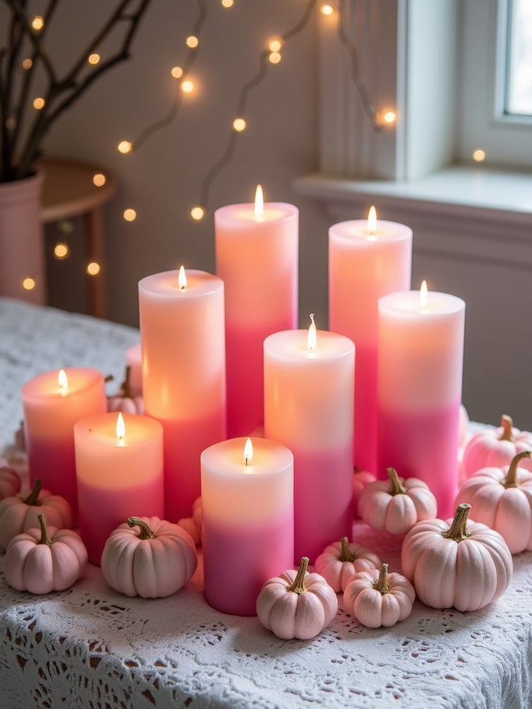 ombre pink candle decor