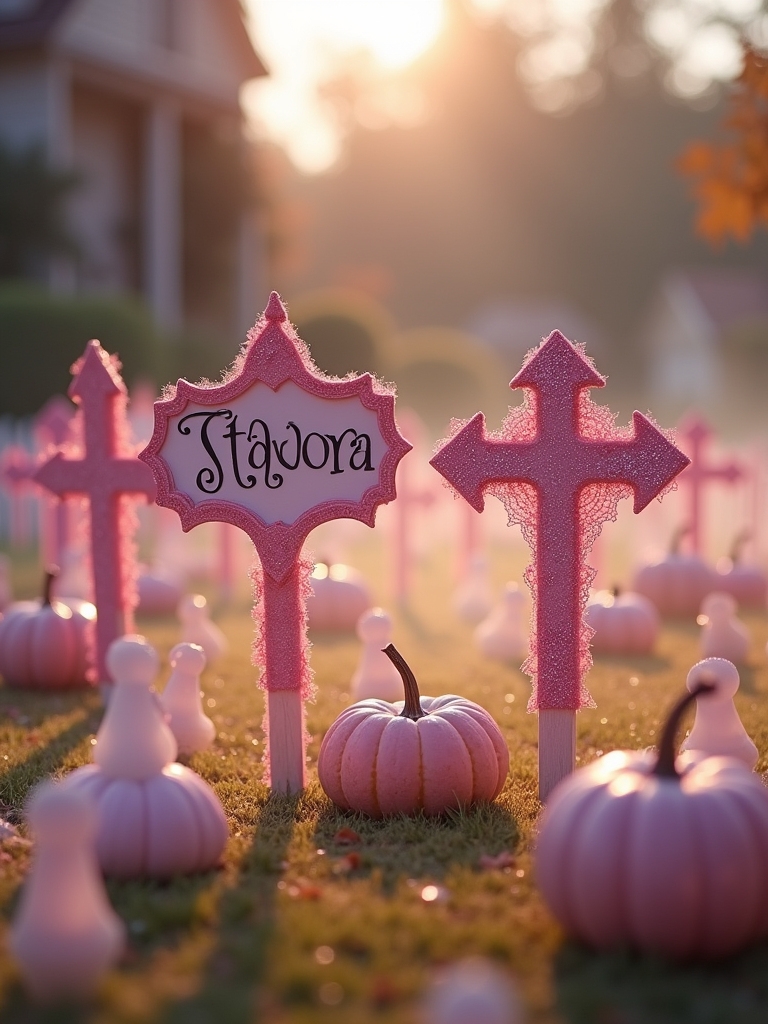 pastel pink halloween decor