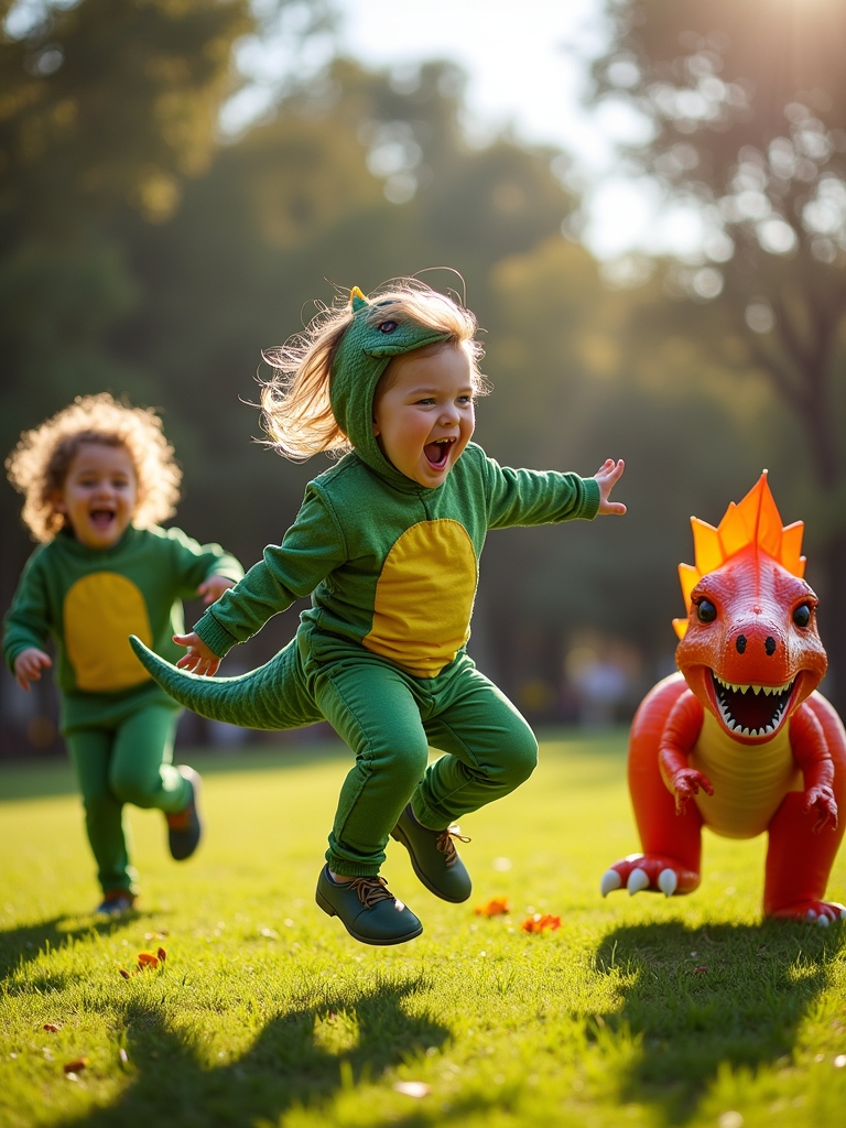 playful dinosaur costume fun
