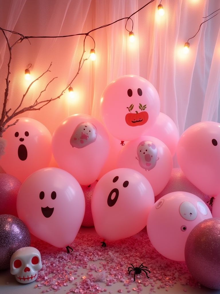 playful pink halloween decor
