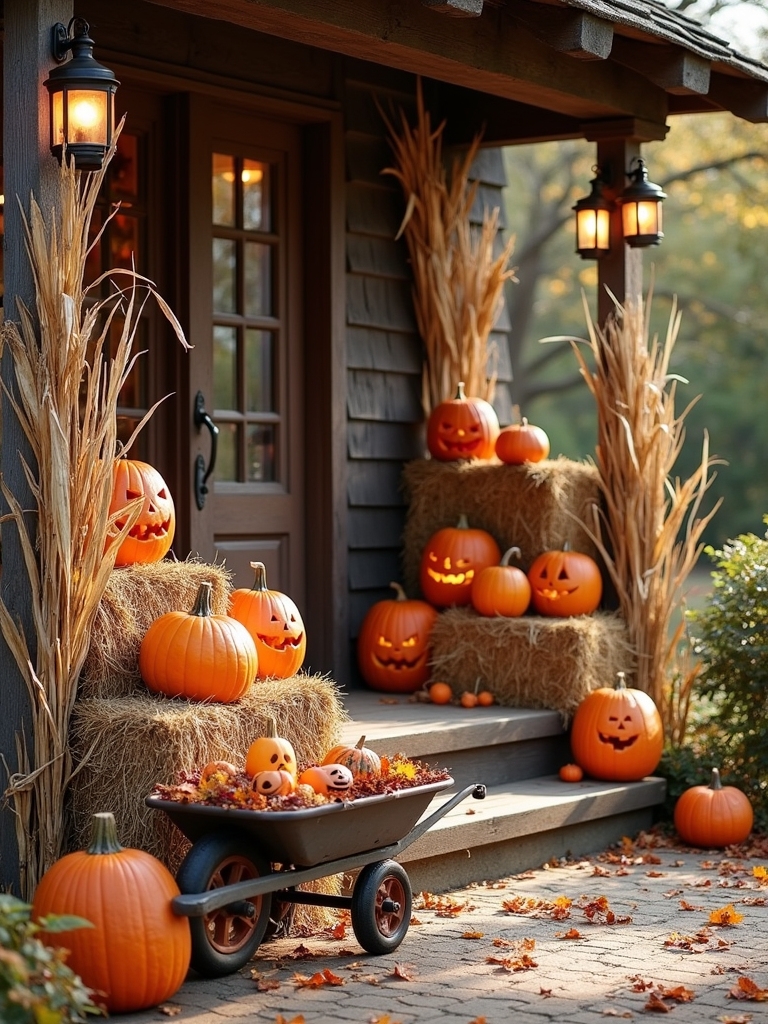 rustic halloween hay decor