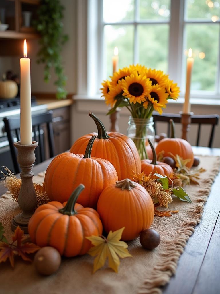 rustic pumpkin centerpiece decor