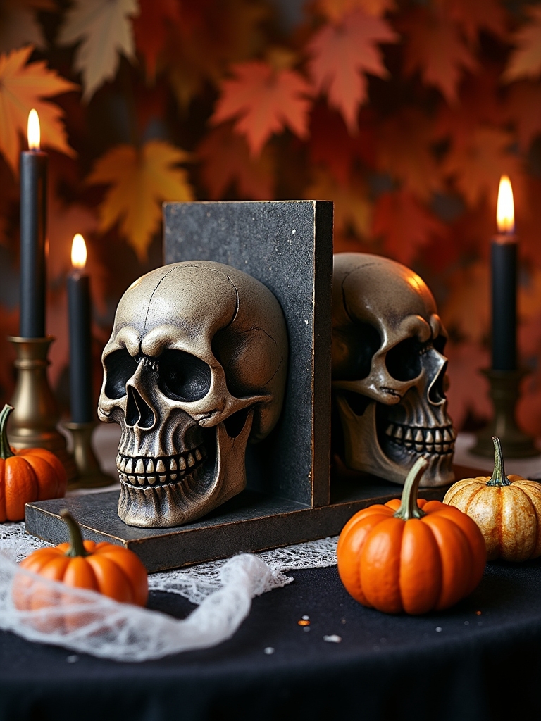 skull bookends for decor