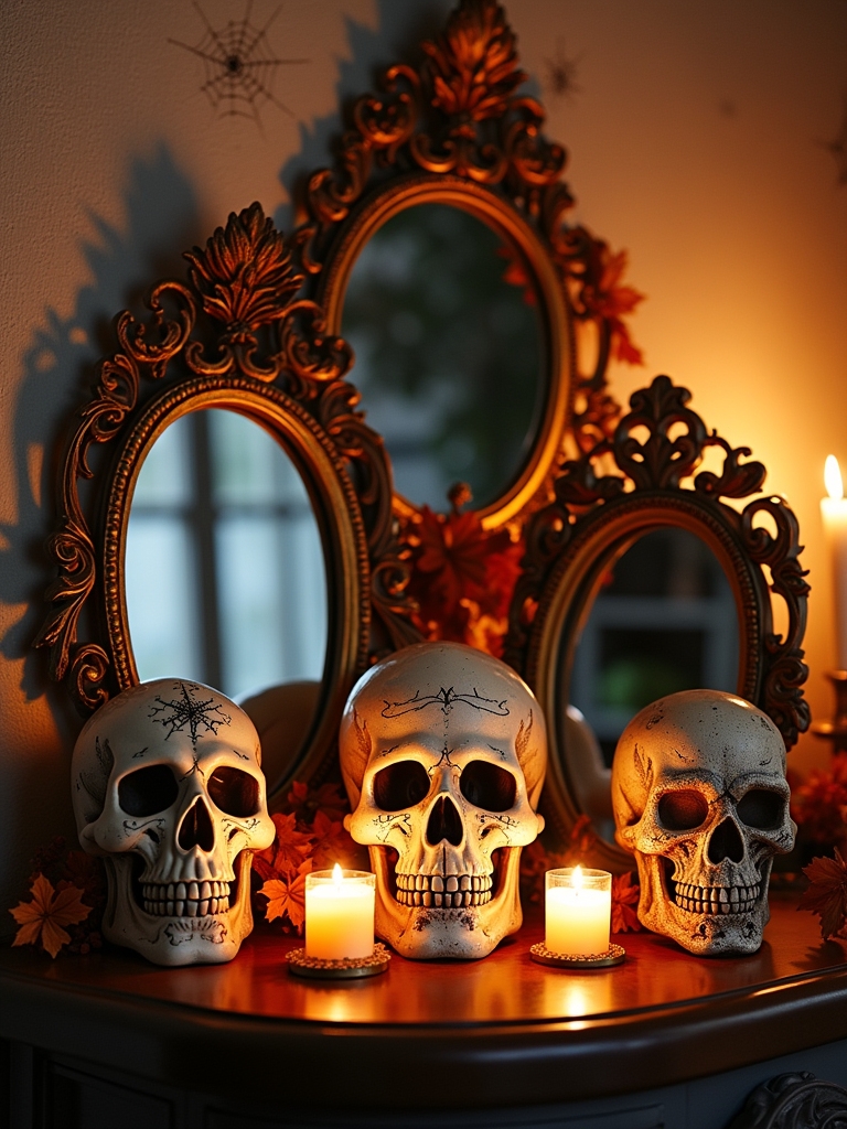 skull mirror halloween accents