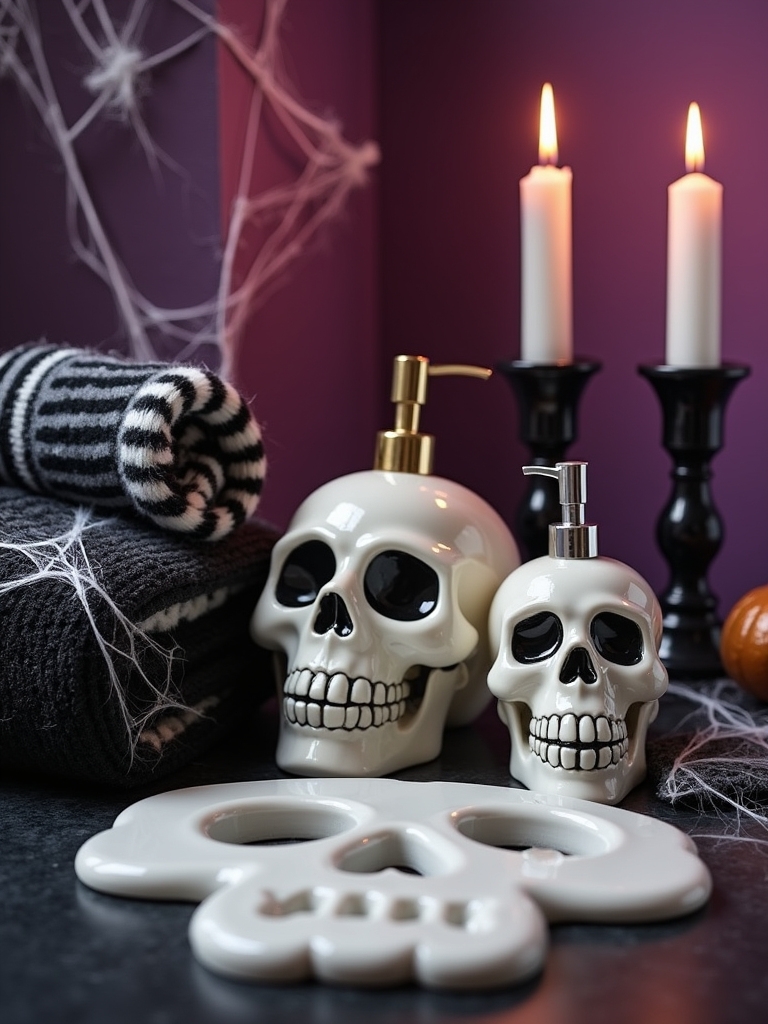 skull themed bathroom accessories collection