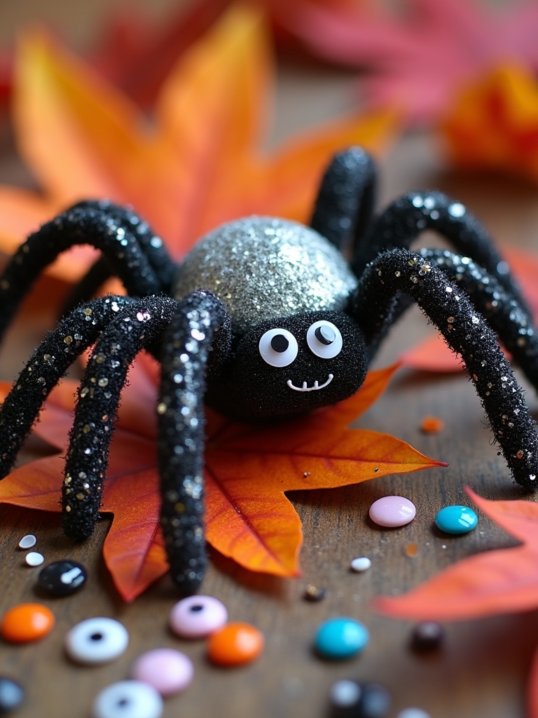 sparkly halloween spider crafts