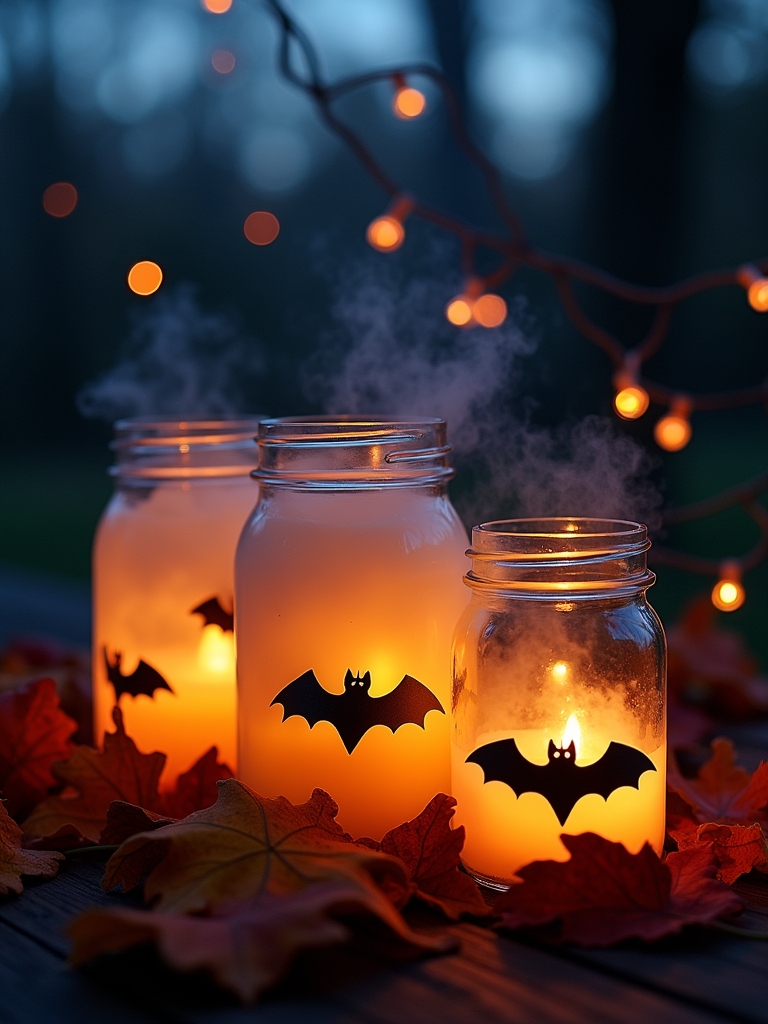 spooky bat mason jars