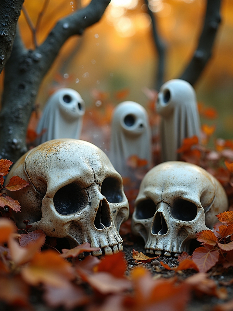 spooky garden skull decorations