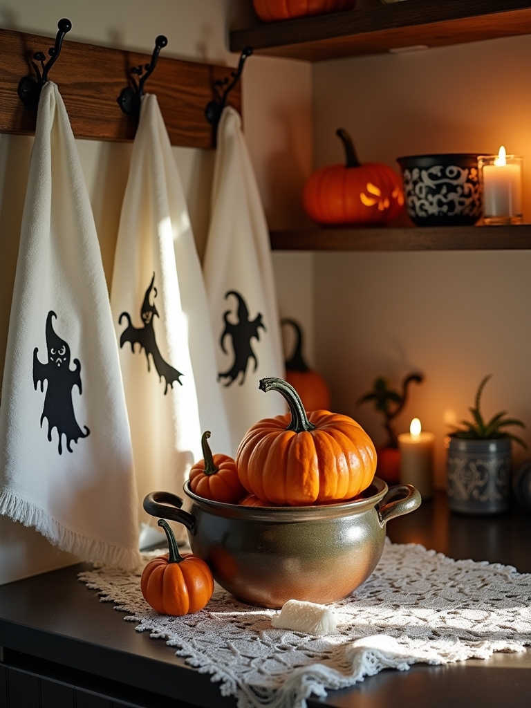 spooky ghost themed kitchen towels