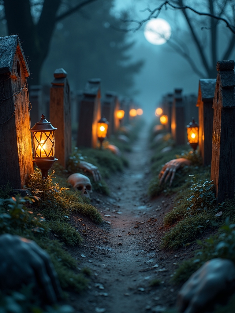spooky graveyard pathway markers