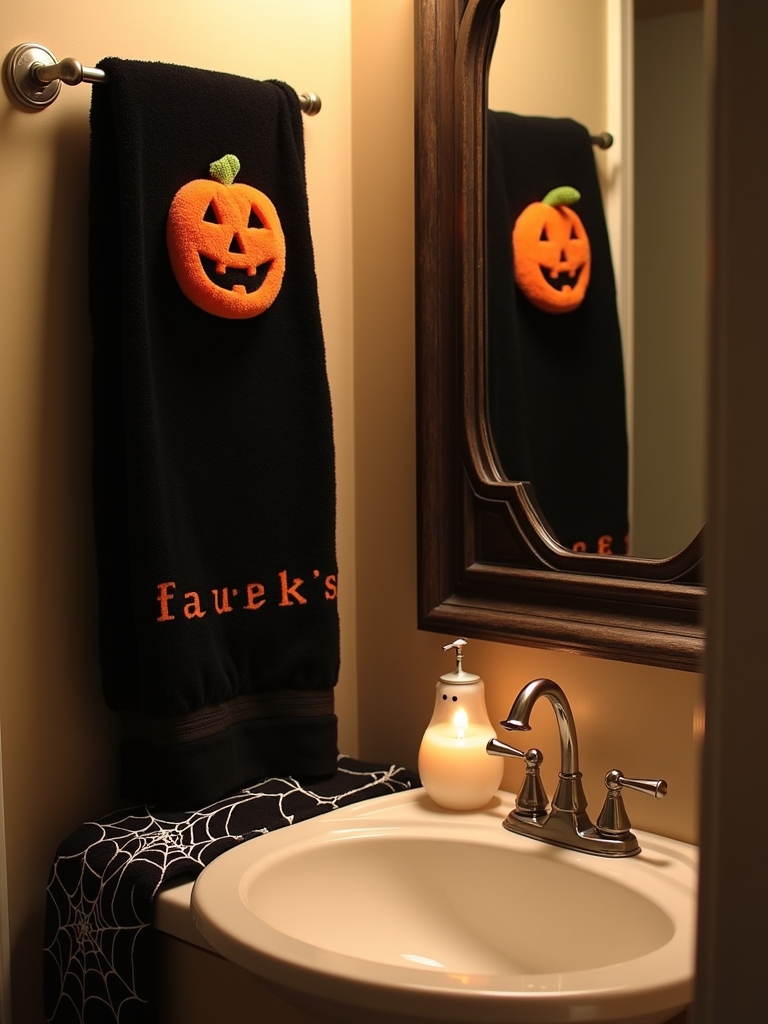 spooky halloween towel decor