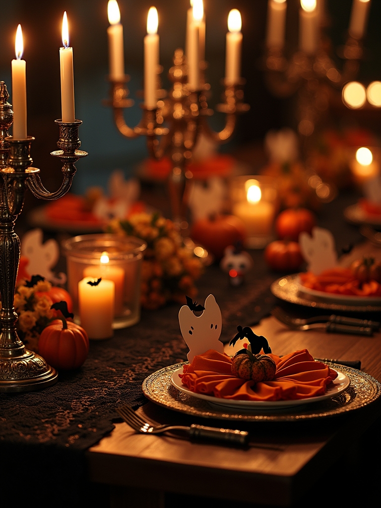 spooky silhouette halloween place cards