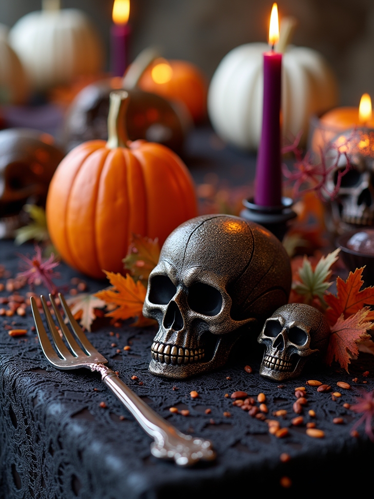 spooky skull themed table settings