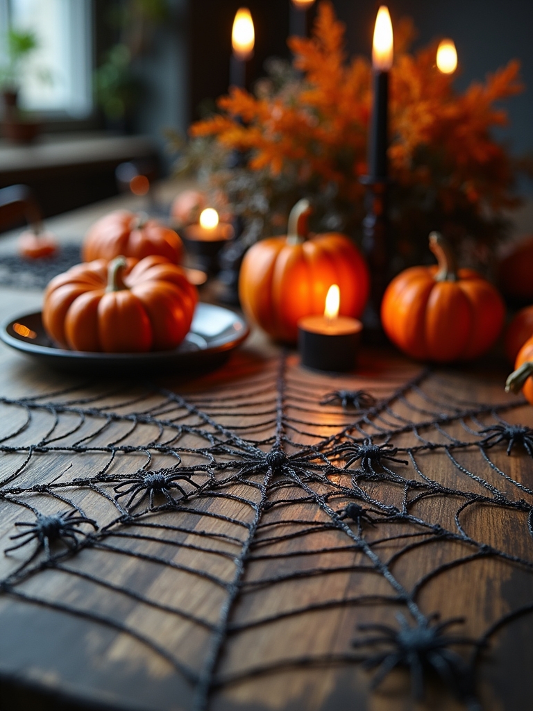 spooky spider web decor