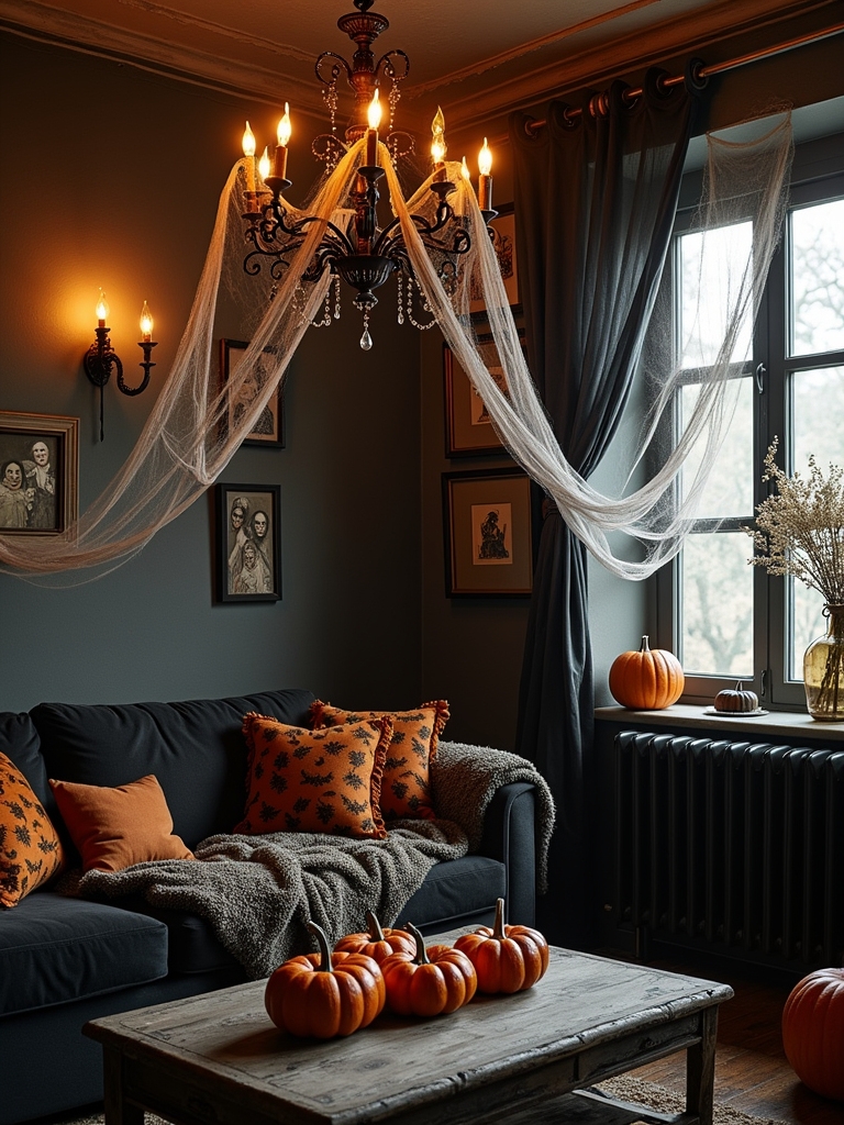spooky spider web decor