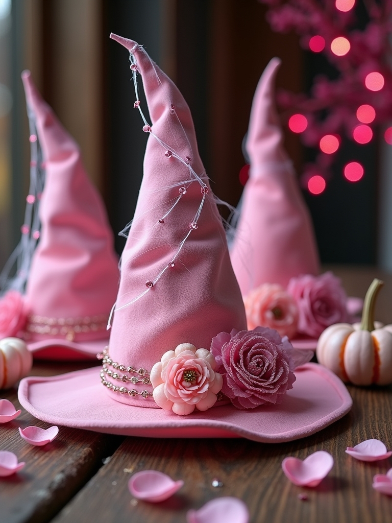 stylish pink witch hats