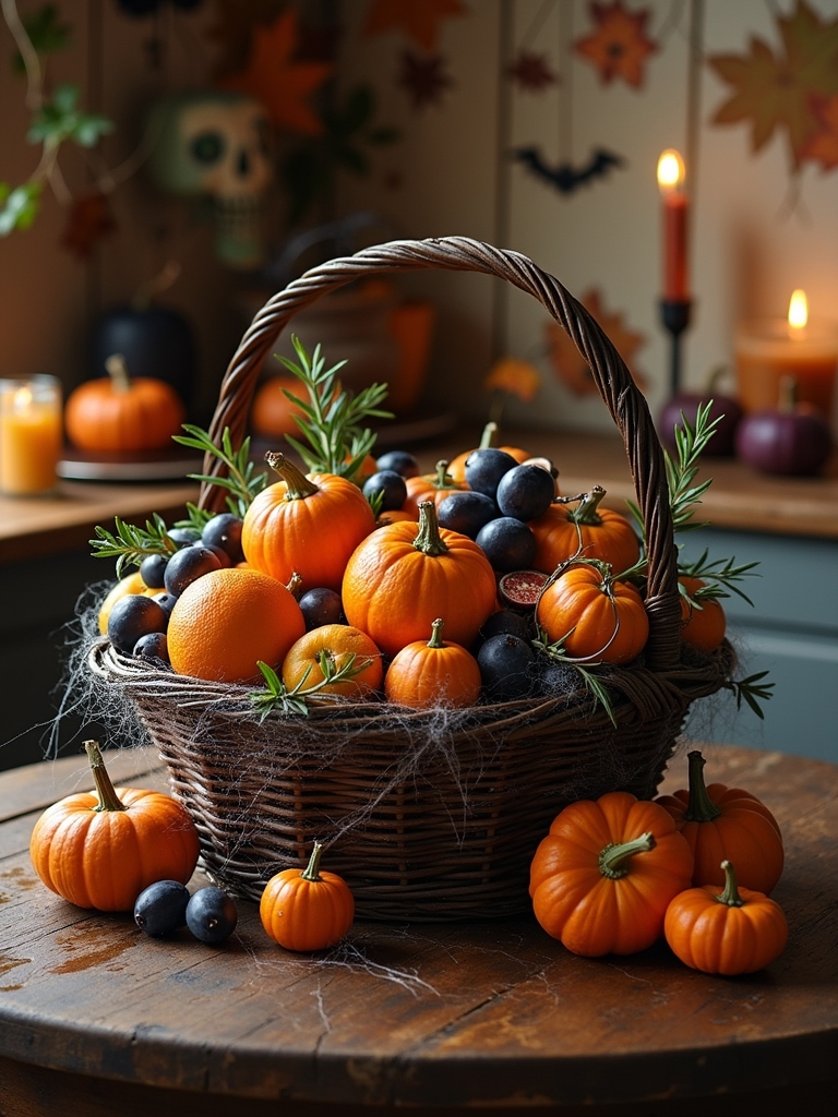 vibrant halloween fruit displays
