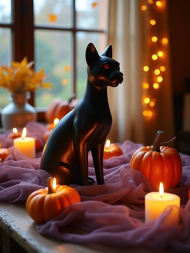 whimsical black cat centerpieces