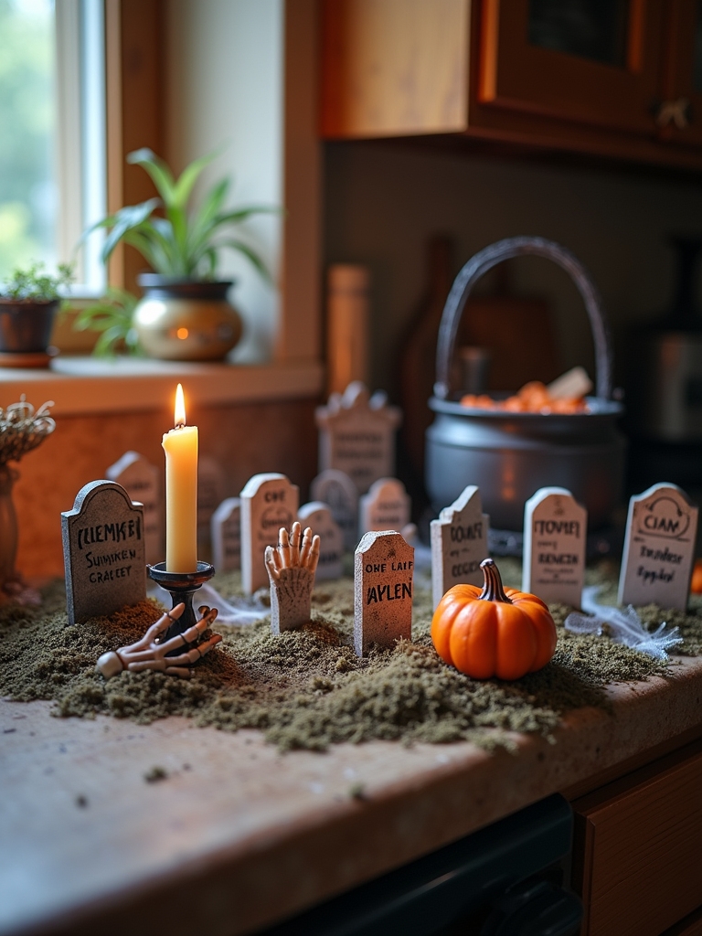 whimsical halloween graveyard display