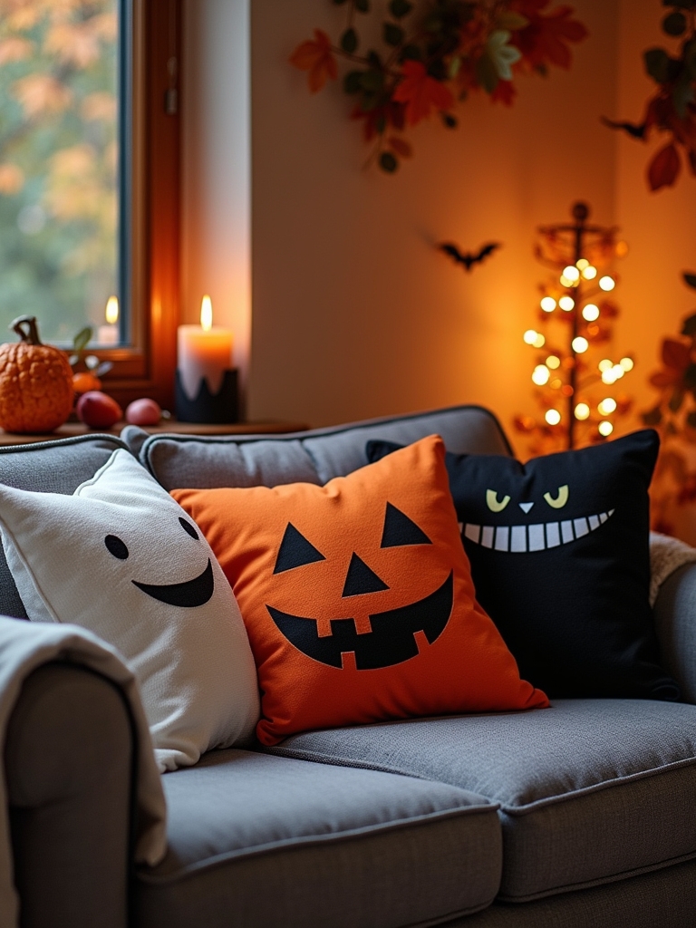 whimsical halloween pillow decor
