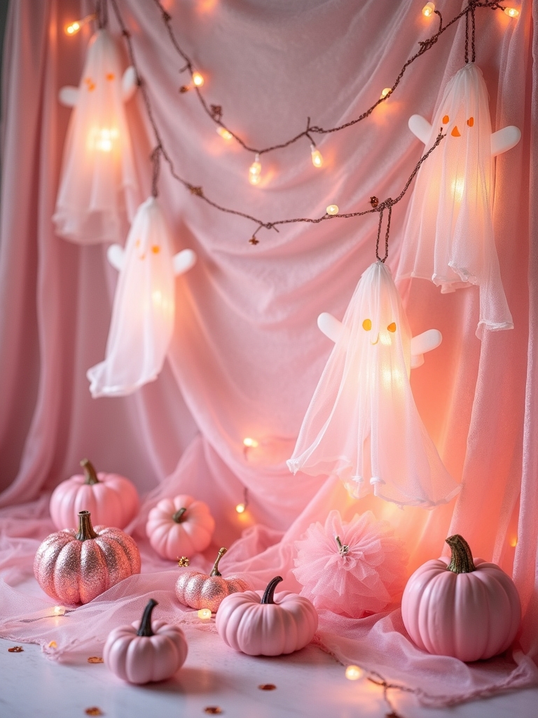 whimsical pink halloween decor