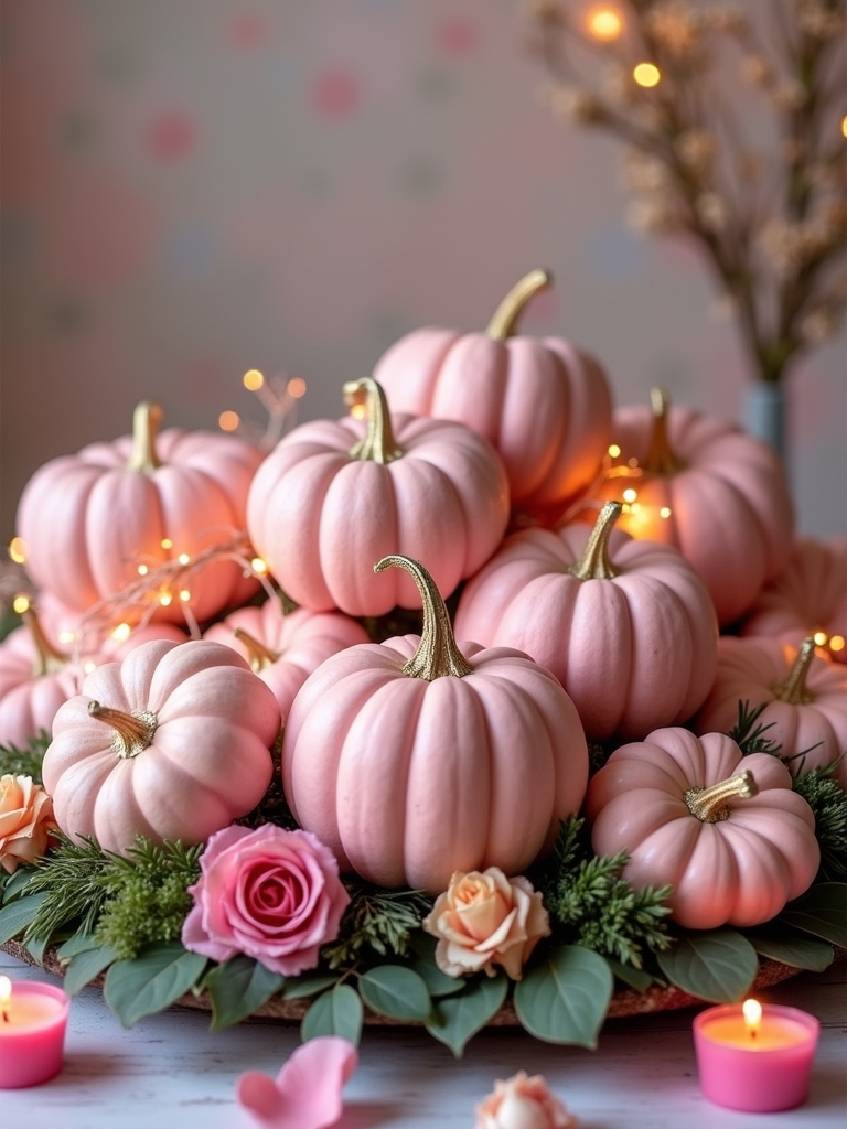 whimsical pink pumpkin decor