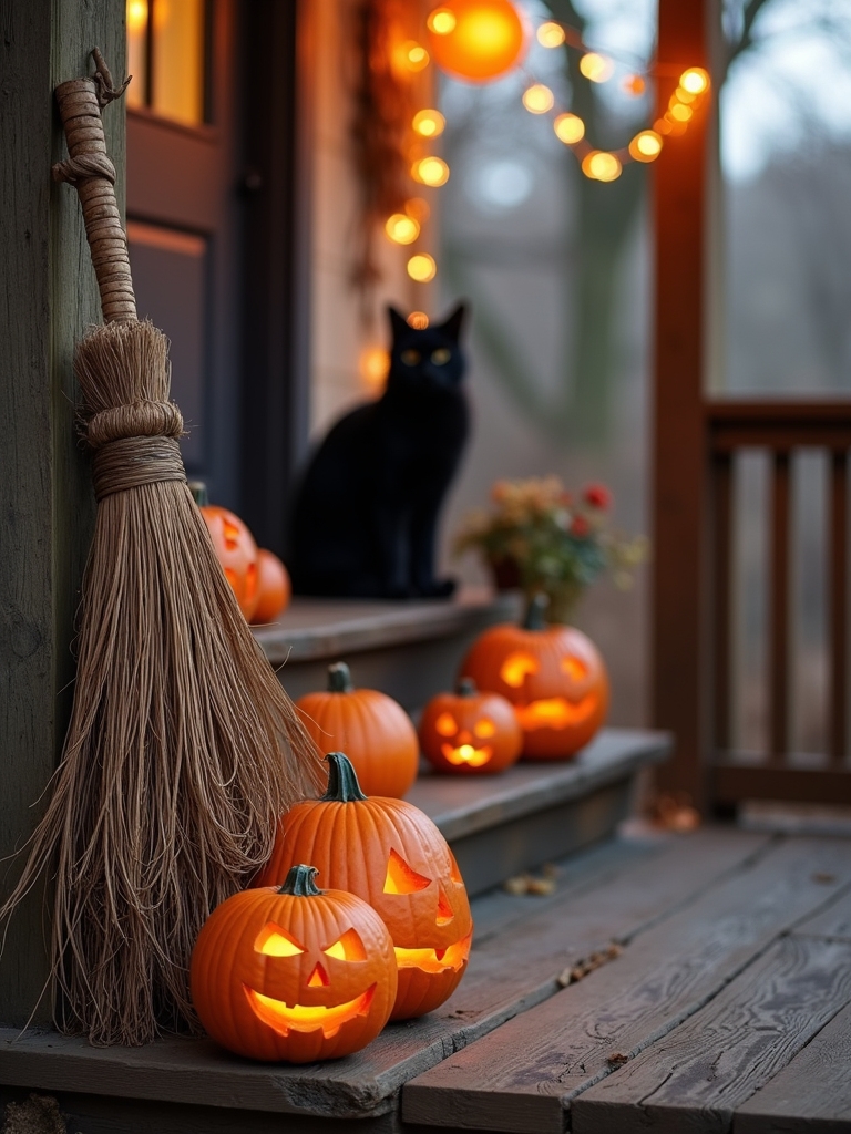 whimsical witch broomstick decoration