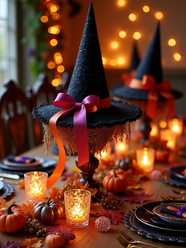 whimsical witch hat centerpieces