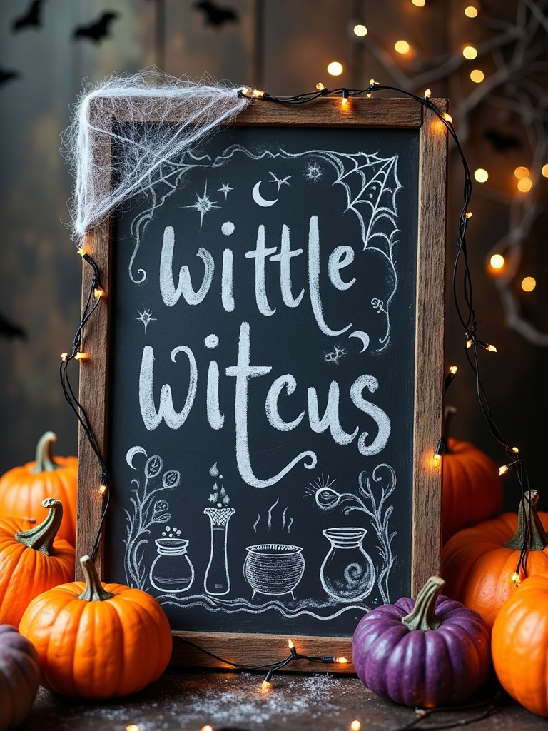witchy halloween chalkboard sign