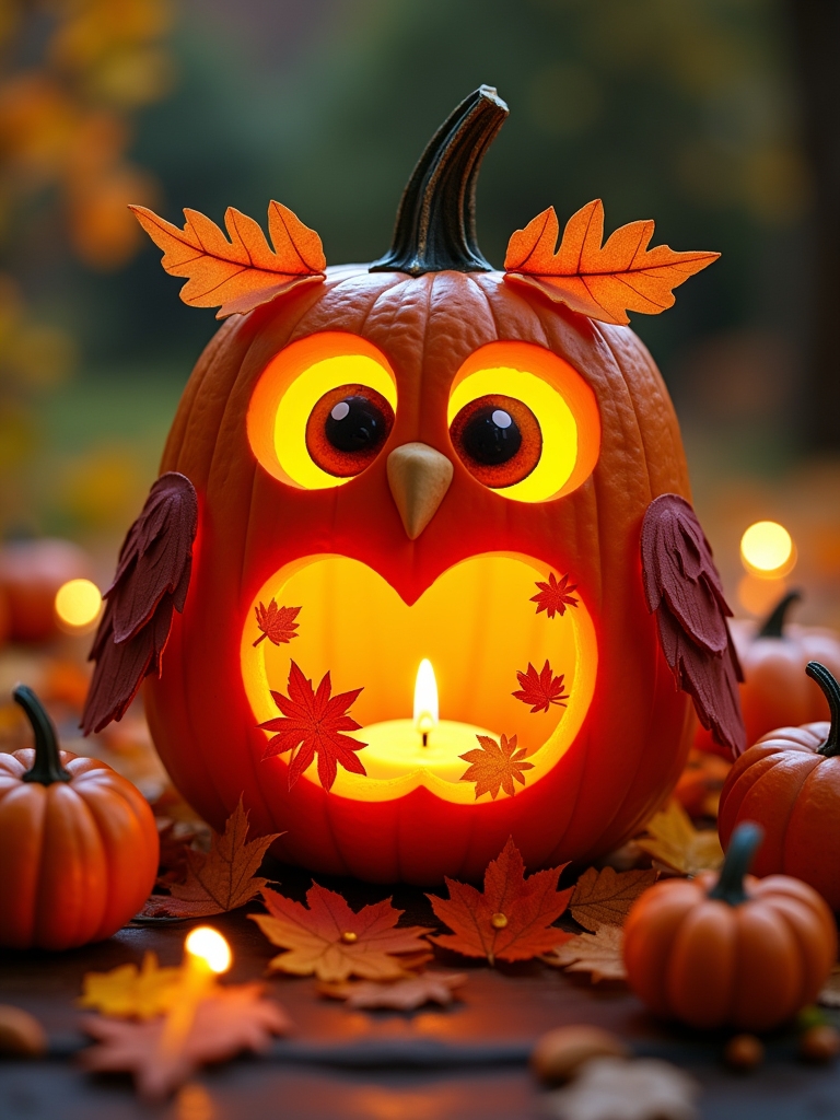adorable owl pumpkin decoration