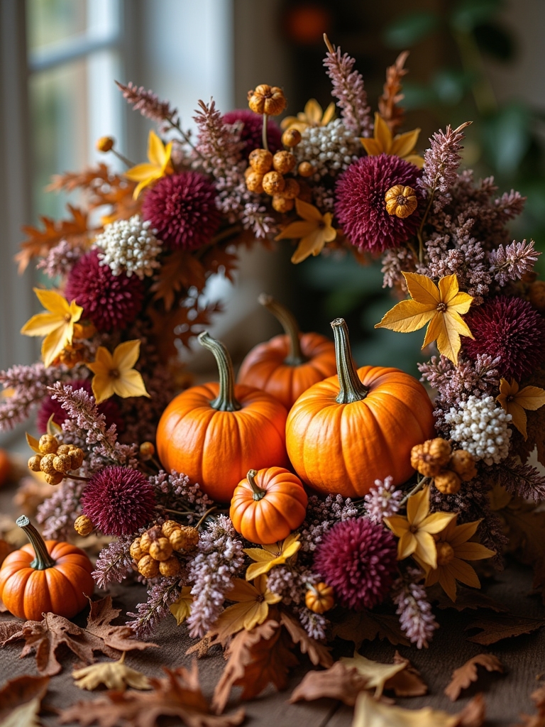 autumn floral pumpkin wreath