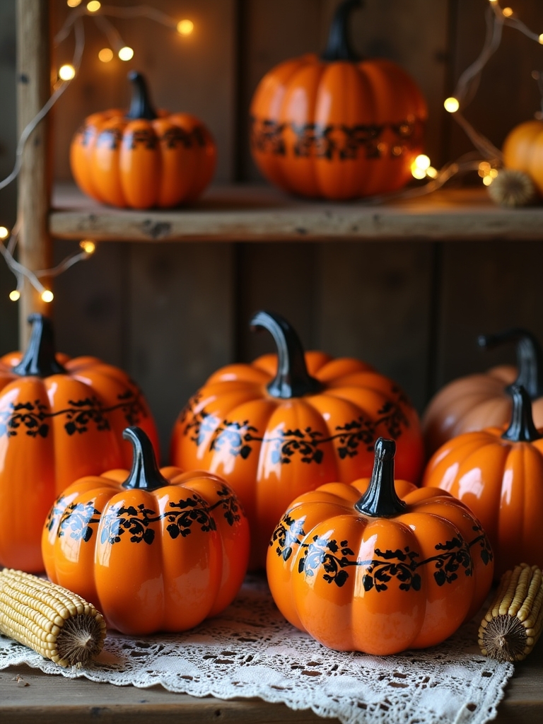 charming enamel pumpkin decor