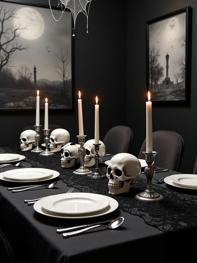 chic monochrome halloween decor
