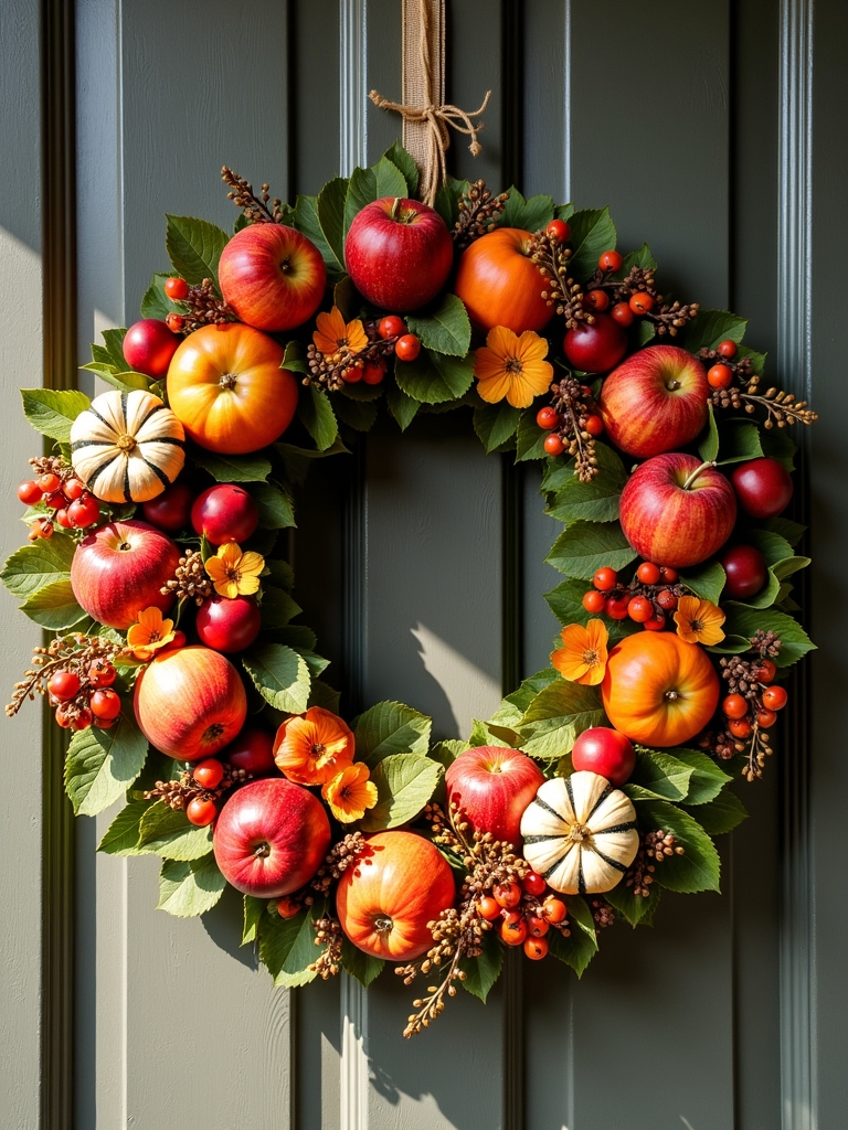 colorful fall fruit wreath