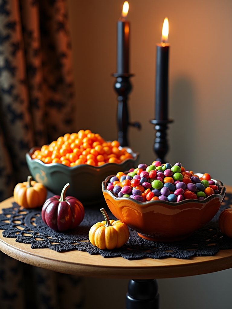 colorful halloween candy bowls