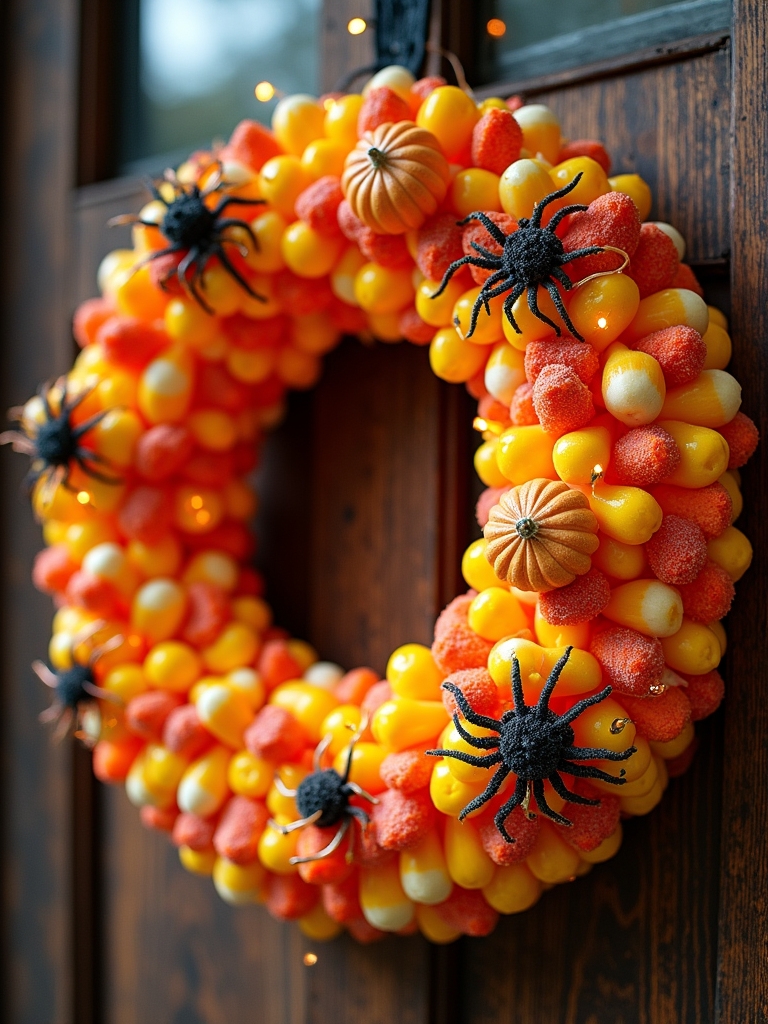 colorful halloween wreath creation