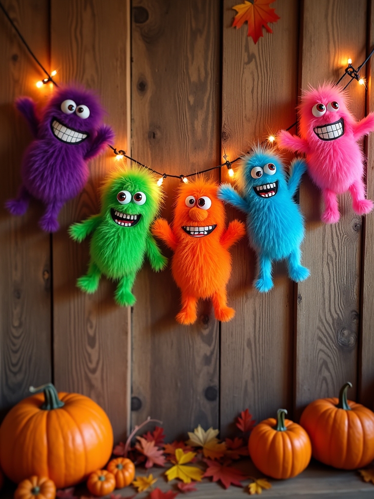 colorful monster halloween decor