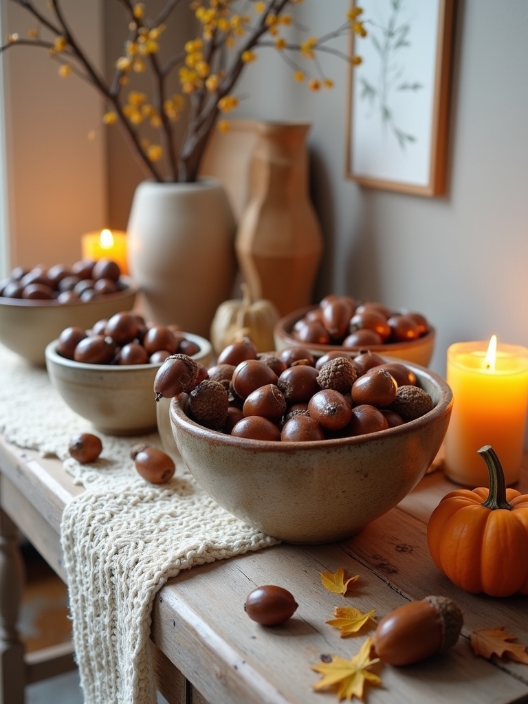 cozy acorn decorative displays