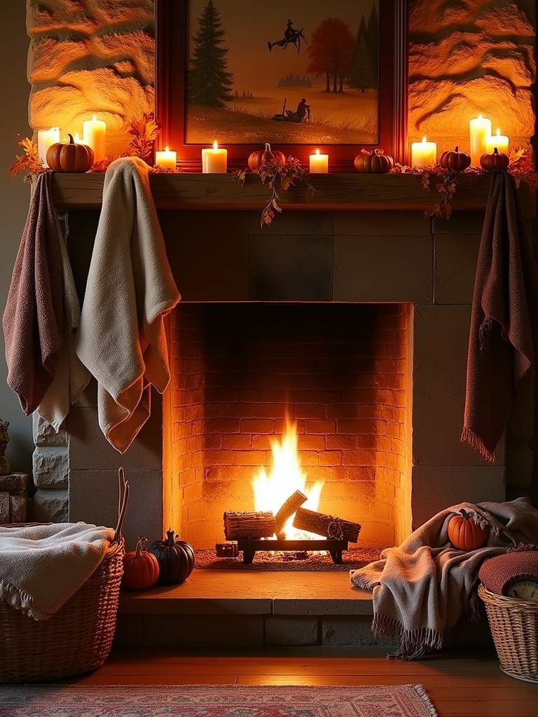 cozy autumn hearth decor