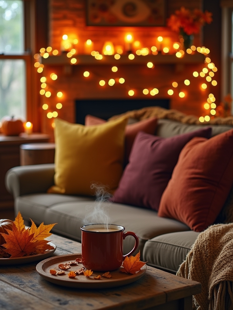 cozy autumn string lights