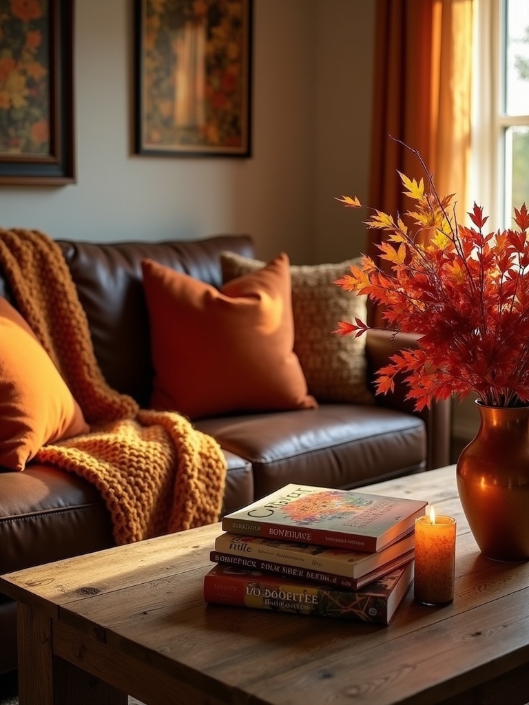 cozy fall book display