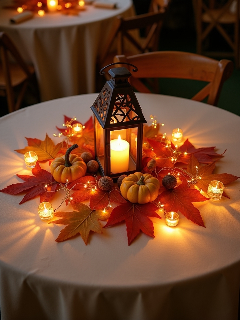 cozy fall centerpiece lighting