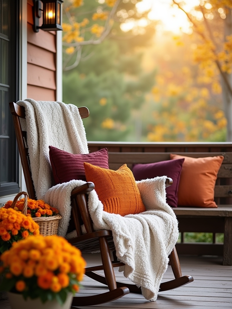 cozy fall porch textiles