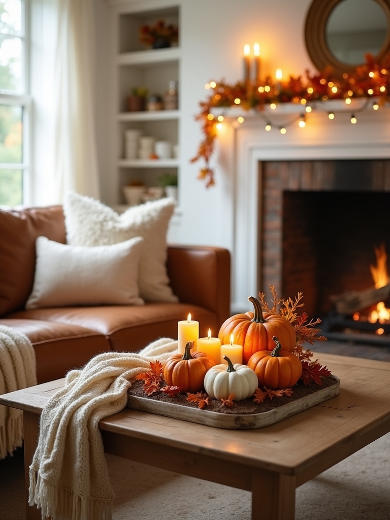 cozy fall pumpkin accents