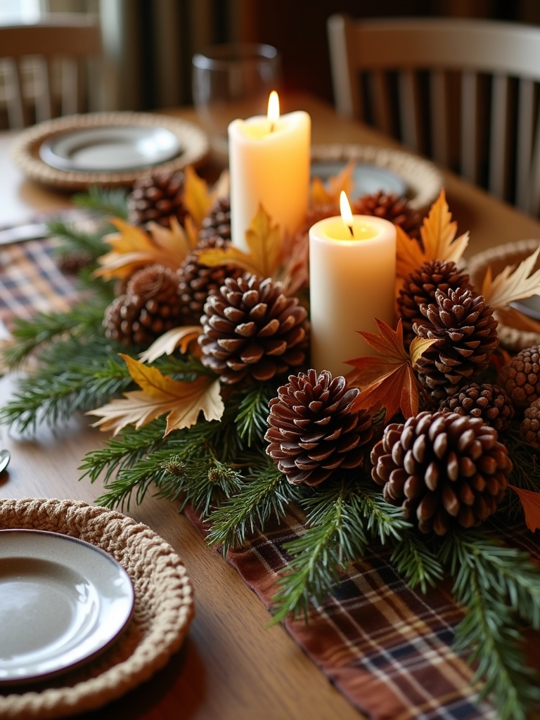 cozy pinecone dining decor