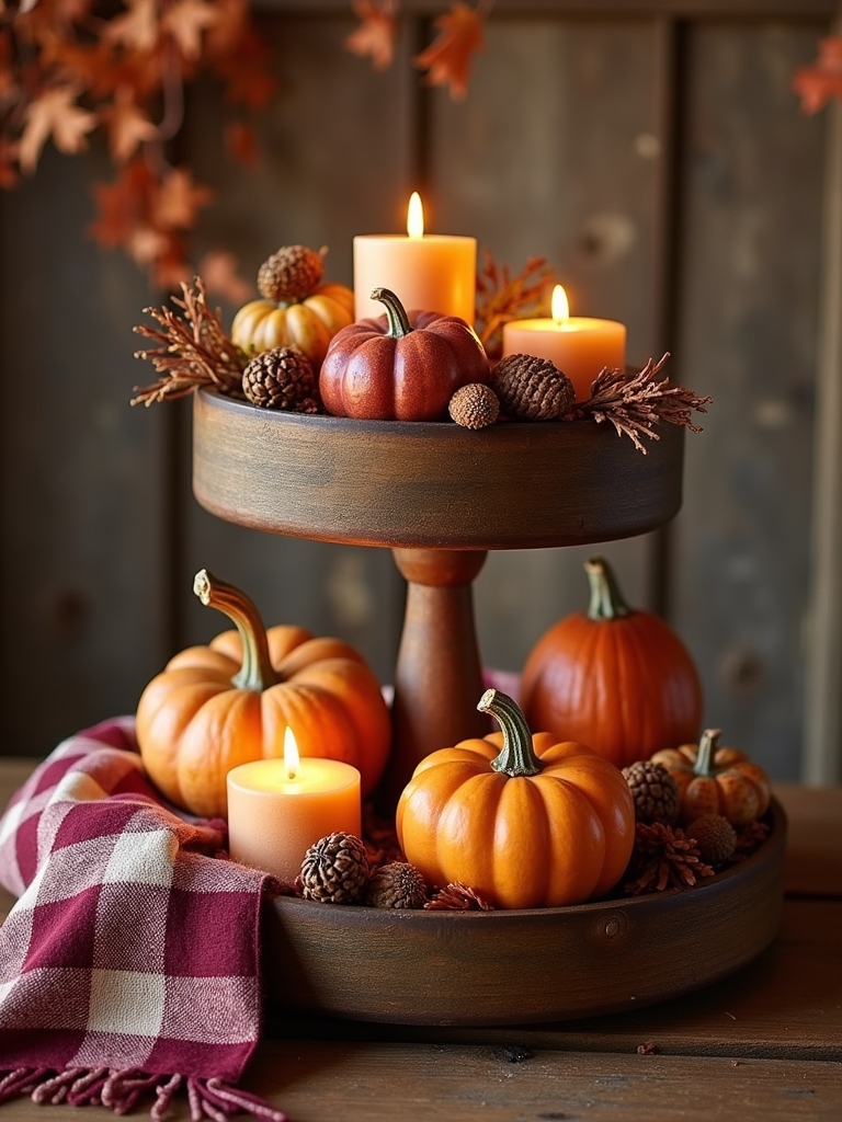cozy plaid fall decorations